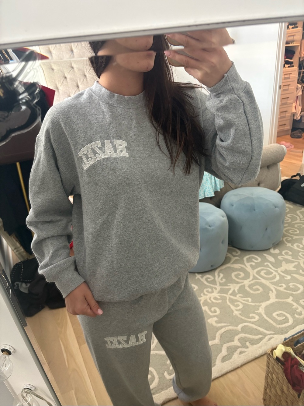 HAZEL BOUTIQUE SET Gray Crewneck Sweatshirt - Women's Casual Pullover